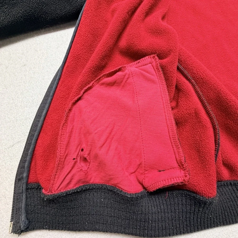 Ralph Lauren RLPC Fleece Jacket Men Black Full Zip Red Lined Polo Size XL FITS M